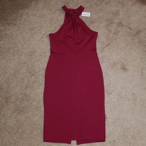 Windsor burgundy halter bodycon dress
